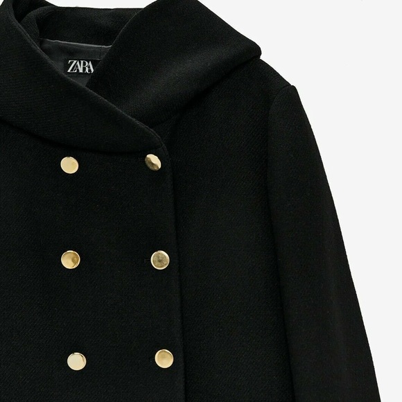 ZARA WOOL BLEND COAT WITH WRAP COLLAR - Picture 9 of 15